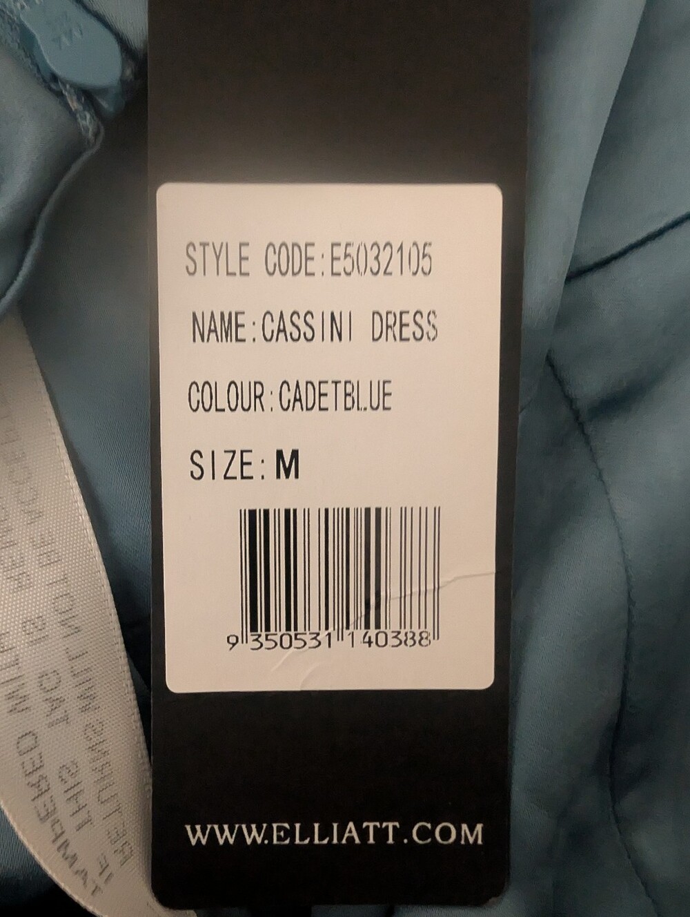 Elliatt Cassini Dress In Cadet Blue Ruched NWT $189 Size Medium - Picture 8 of 8